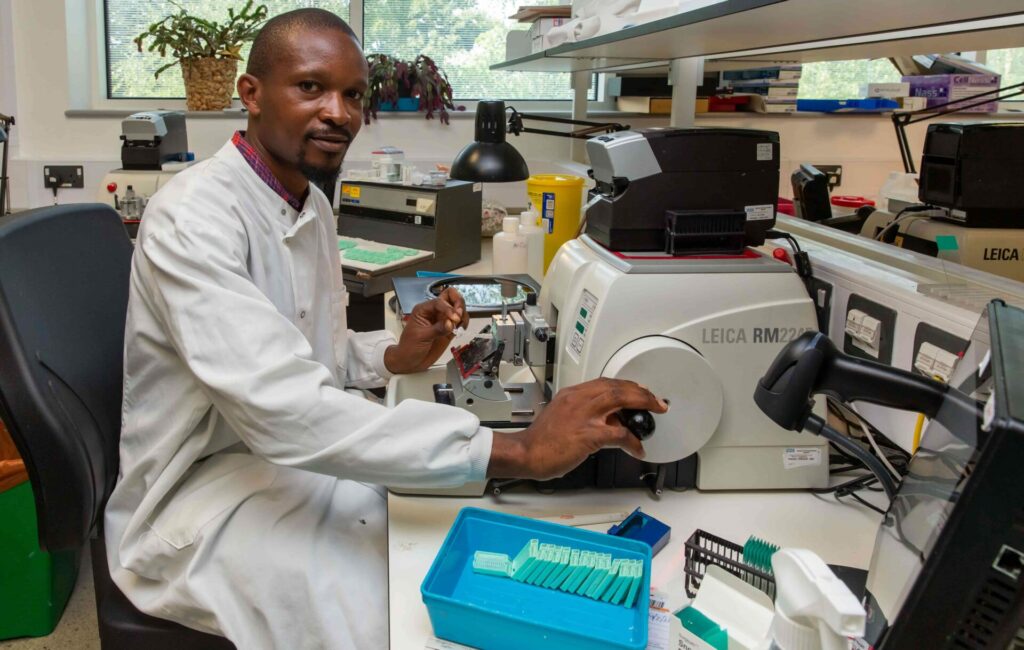 Healthcare scientist working in lab.